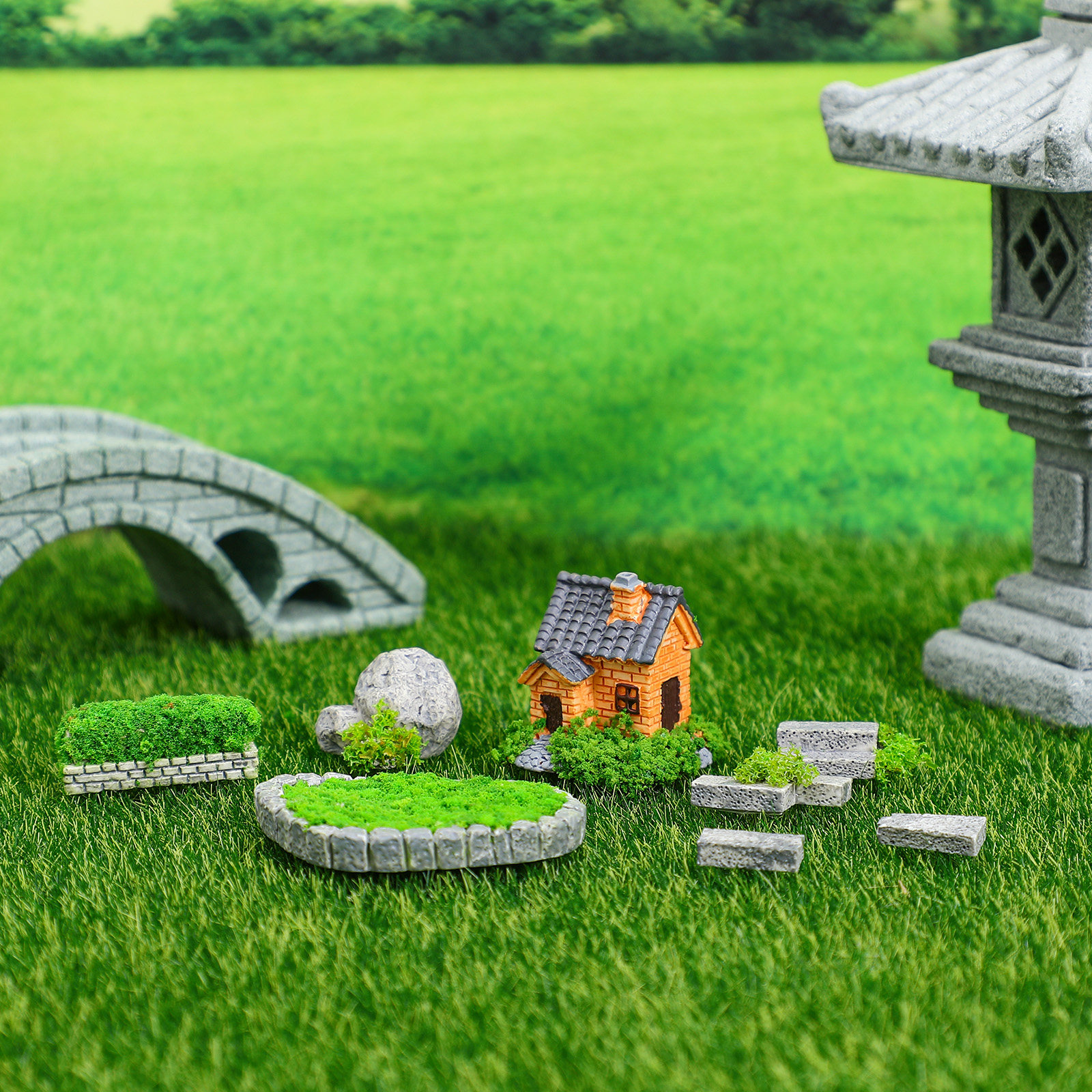 Bonsai Garden Design - 1Set Miniature Garden Decoration Resin Mini
